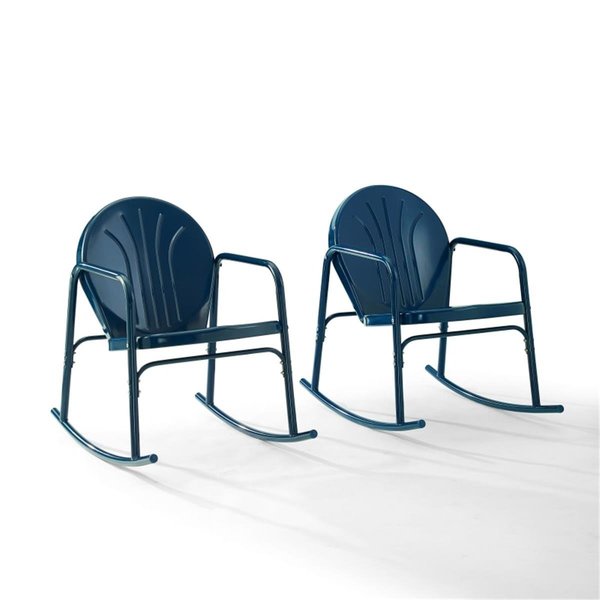Crosley 2 Piece Griffith Outdoor Rocking Chair Set, Navy Gloss CO1013-NV